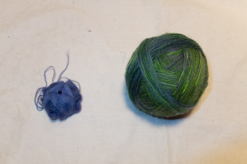 Plying ball and a bit of leftover purple singles