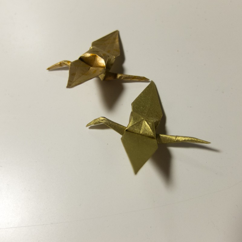 Two golden cranes, for good fortune