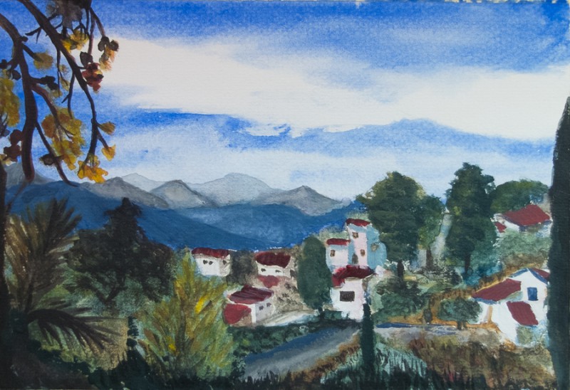 Lefka Ori as seen from Kaina, Crete (A4 watercolour paper)