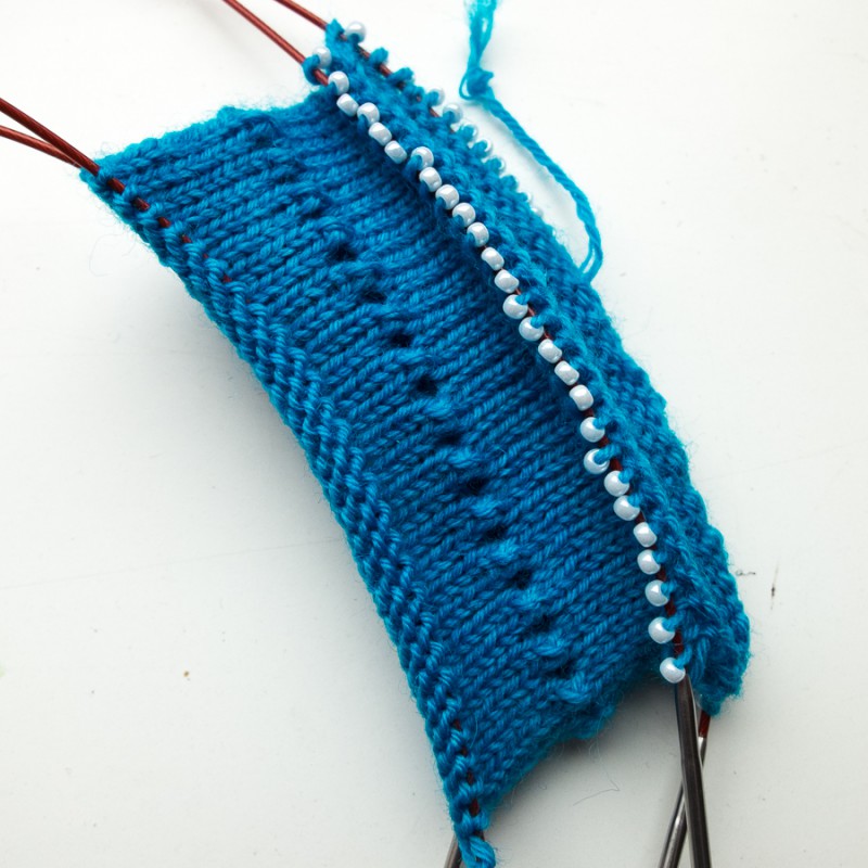 Next, knit a picot hem.