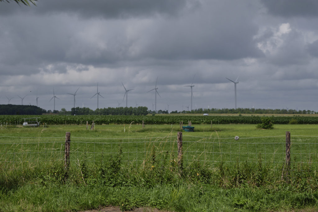 Modern wind mills in the Dutch landscape